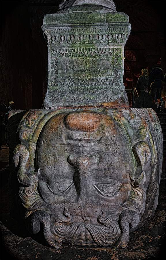 The upside-down Medusa head — Basilica Cistern tour, Istanbul