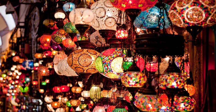 Glowing hand-made lamps in the Grand Bazaar of Istanbul