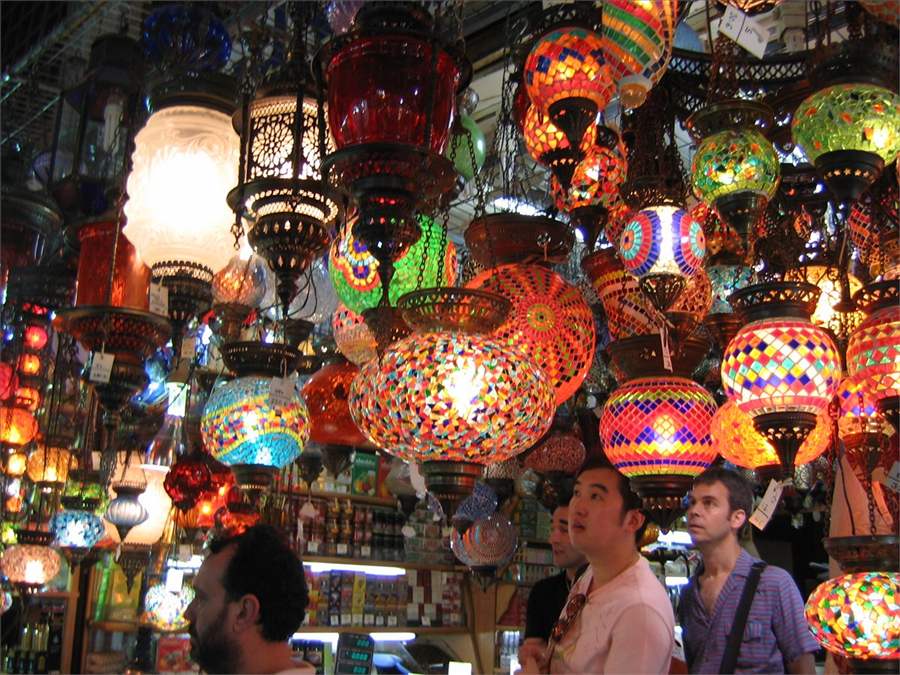 Glowing hand-made lamps in the Grand Bazaar of Istanbul
